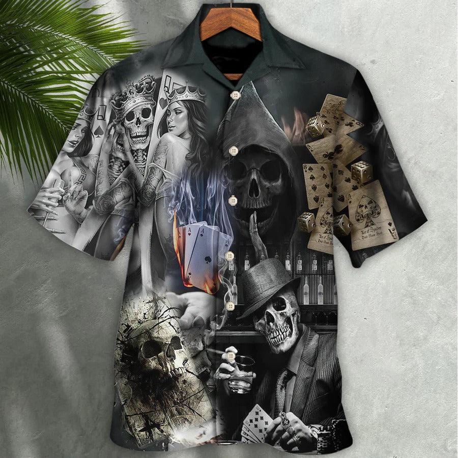 Skull Aloha Hawaiian Shirt For Summer - Skull Gambling The Death Game Begin Hawaiian Shirt - Perfect Gift For Men, Women, Skull Lover - Image 2