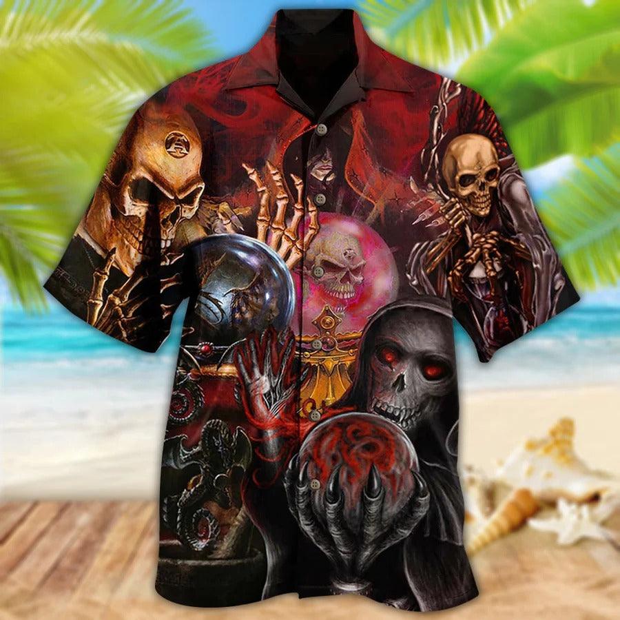 Skull Aloha Hawaiian Shirt For Summer - Skull Hello Darkness Hawaiian Shirt - Perfect Gift For Men, Women, Skull Lover