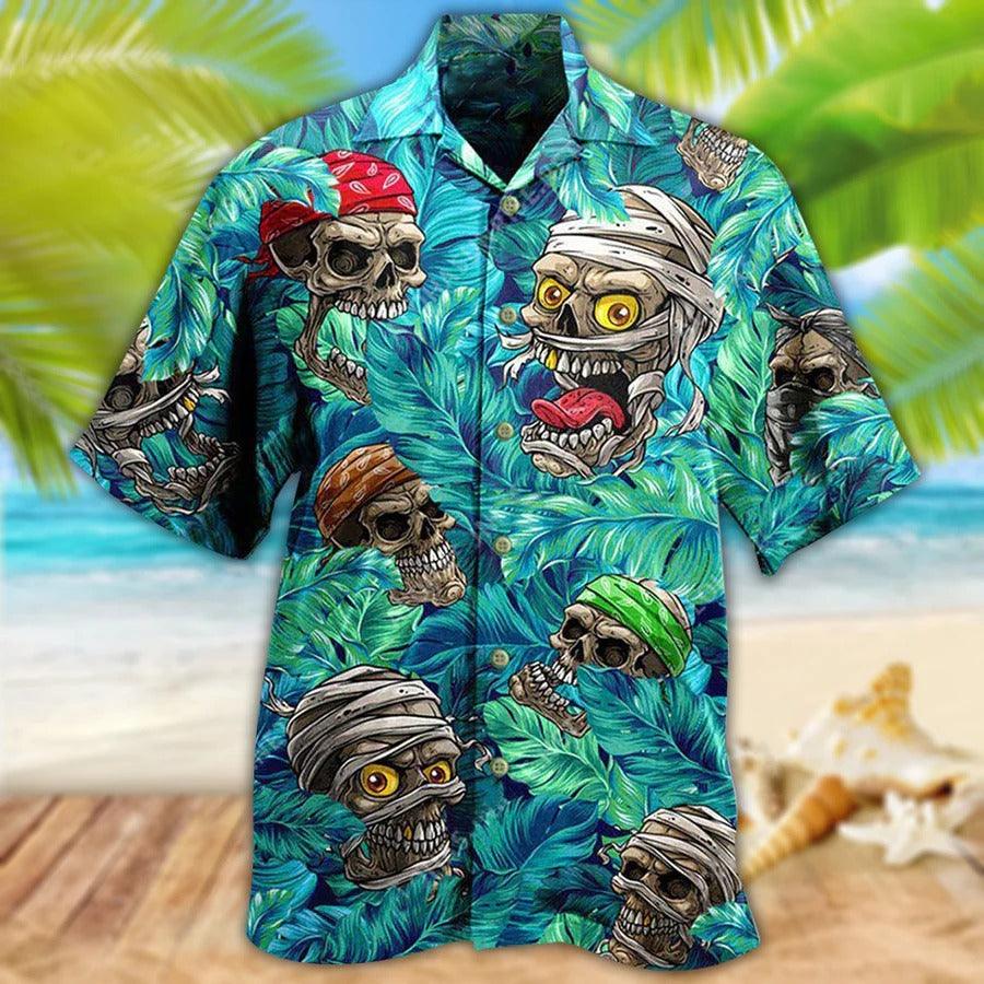 Skull Aloha Hawaiian Shirt For Summer - Skull Hide And Seek Tropical Leaf Hawaiian Shirt - Perfect Gift For Men, Women, Skull Lover
