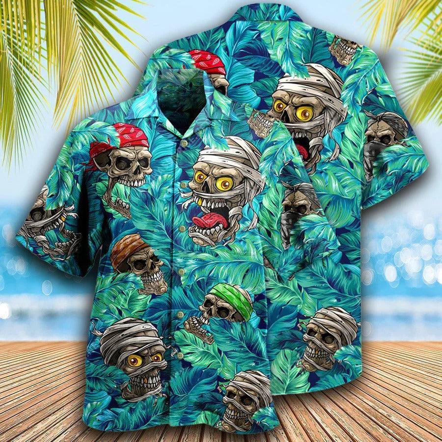 Skull Aloha Hawaiian Shirt For Summer - Skull Hide And Seek Tropical Leaf Hawaiian Shirt - Perfect Gift For Men, Women, Skull Lover - Image 2