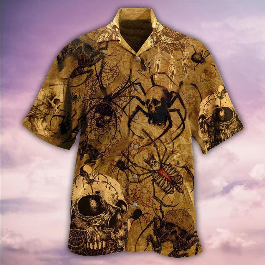 Skull Aloha Hawaiian Shirt For Summer - Skull Im Only Here For The Spiders Hawaiian Shirt - Perfect Gift For Men, Women, Skull Lover