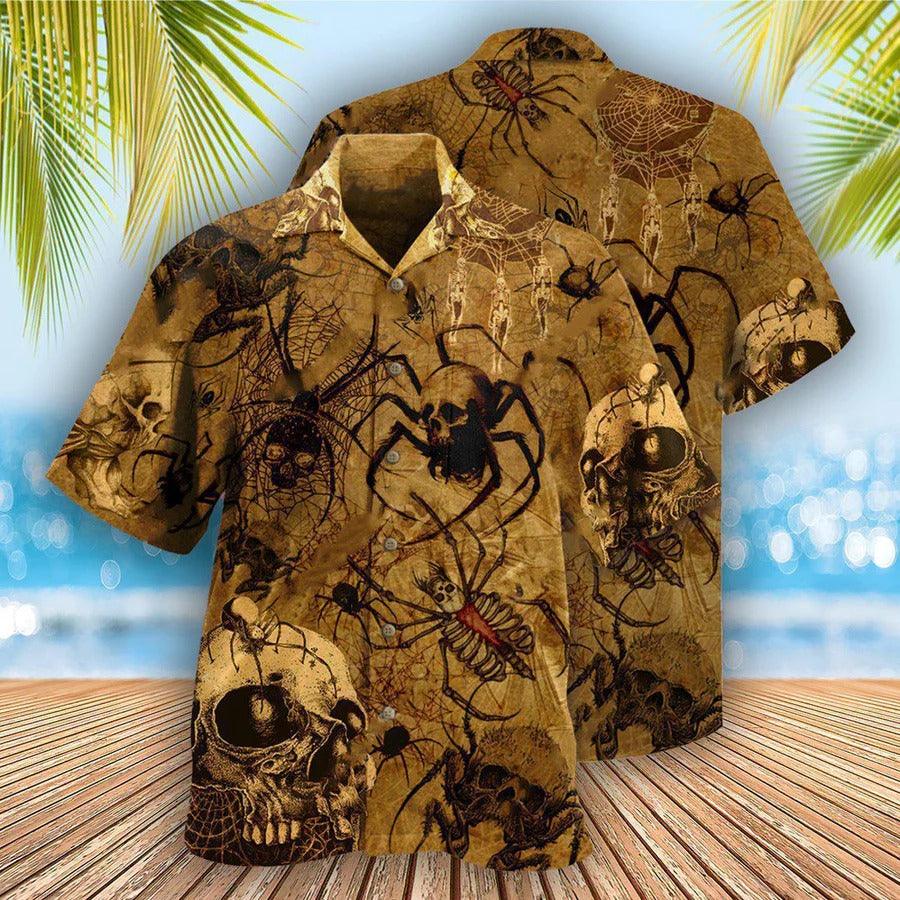 Skull Aloha Hawaiian Shirt For Summer - Skull Im Only Here For The Spiders Hawaiian Shirt - Perfect Gift For Men, Women, Skull Lover - Image 4