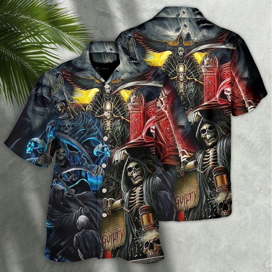 Skull Aloha Hawaiian Shirt For Summer - Skull Judgment Of Death Area Hawaiian Shirt - Perfect Gift For Men, Women, Skull Lover