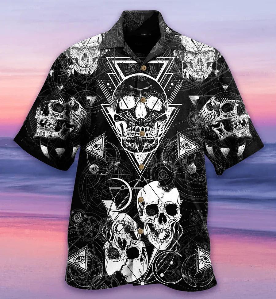 Skull Aloha Hawaiian Shirt For Summer - Skull Love Black Hawaiian Shirt - Perfect Gift For Men, Women, Skull Lover - Image 2