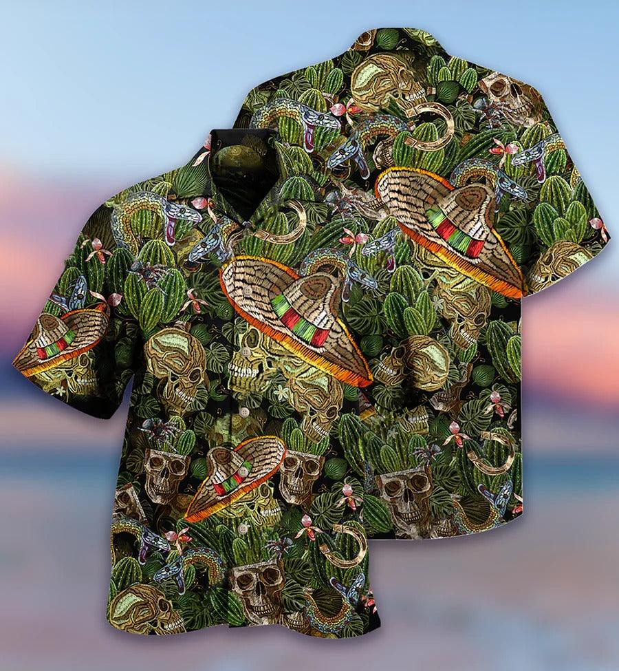Skull Aloha Hawaiian Shirt For Summer - Skull Love Cactus Style Hawaiian Shirt - Perfect Gift For Men, Women, Skull Lover