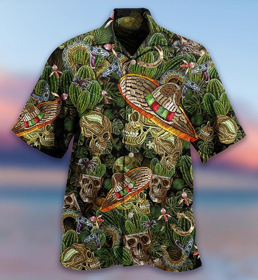 Skull Aloha Hawaiian Shirt For Summer - Skull Love Cactus Style Hawaiian Shirt - Perfect Gift For Men, Women, Skull Lover - Image 2