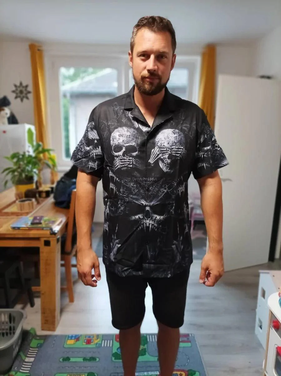Skull Aloha Hawaiian Shirt For Summer - Skull Scary Darkness Art Hawaiian Shirt - Perfect Gift For Men, Women, Skull Lover - Image 2