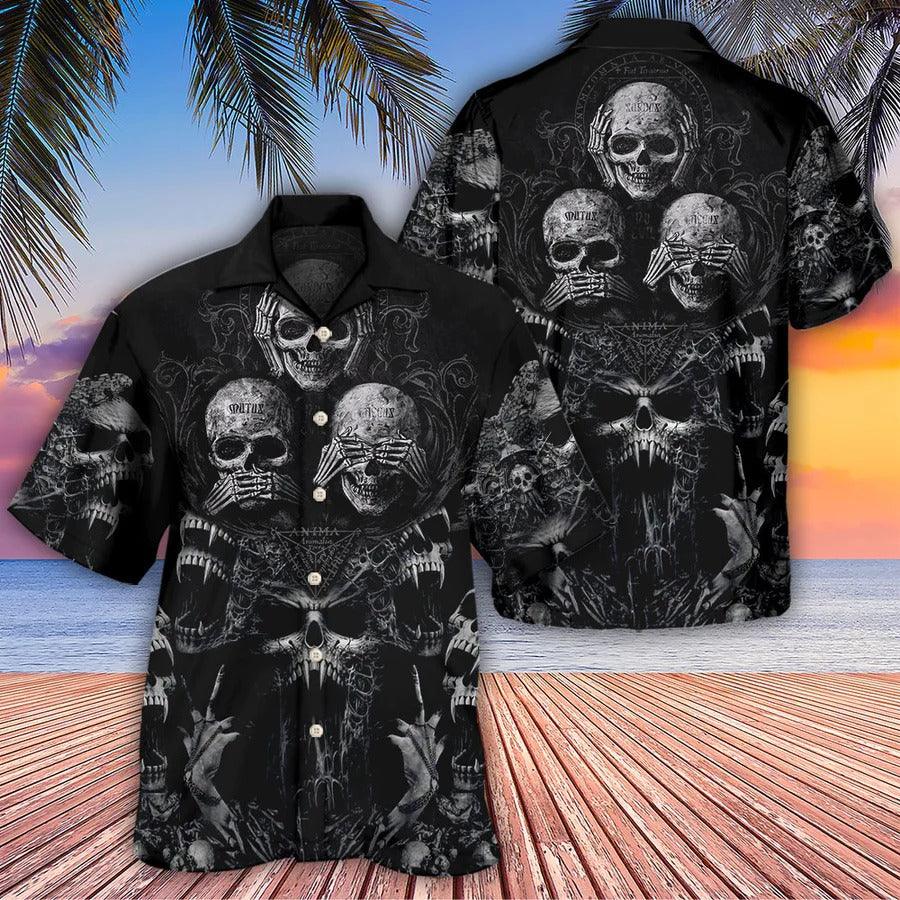 Skull Aloha Hawaiian Shirt For Summer - Skull Scary Darkness Art Hawaiian Shirt - Perfect Gift For Men, Women, Skull Lover - Image 4