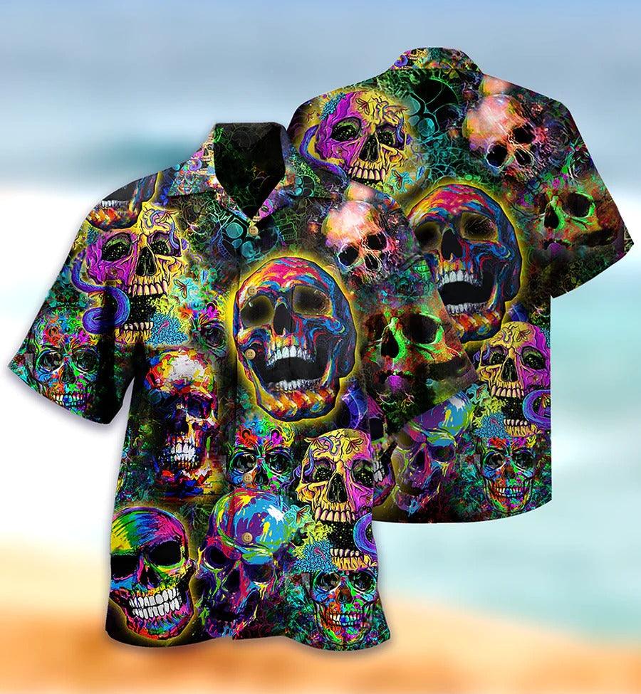 Skull Aloha Hawaiian Shirt For Summer - Skull Smiley, Skull Colorful Hawaiian Shirt - Perfect Gift For Men, Women, Skull Lover - Image 2