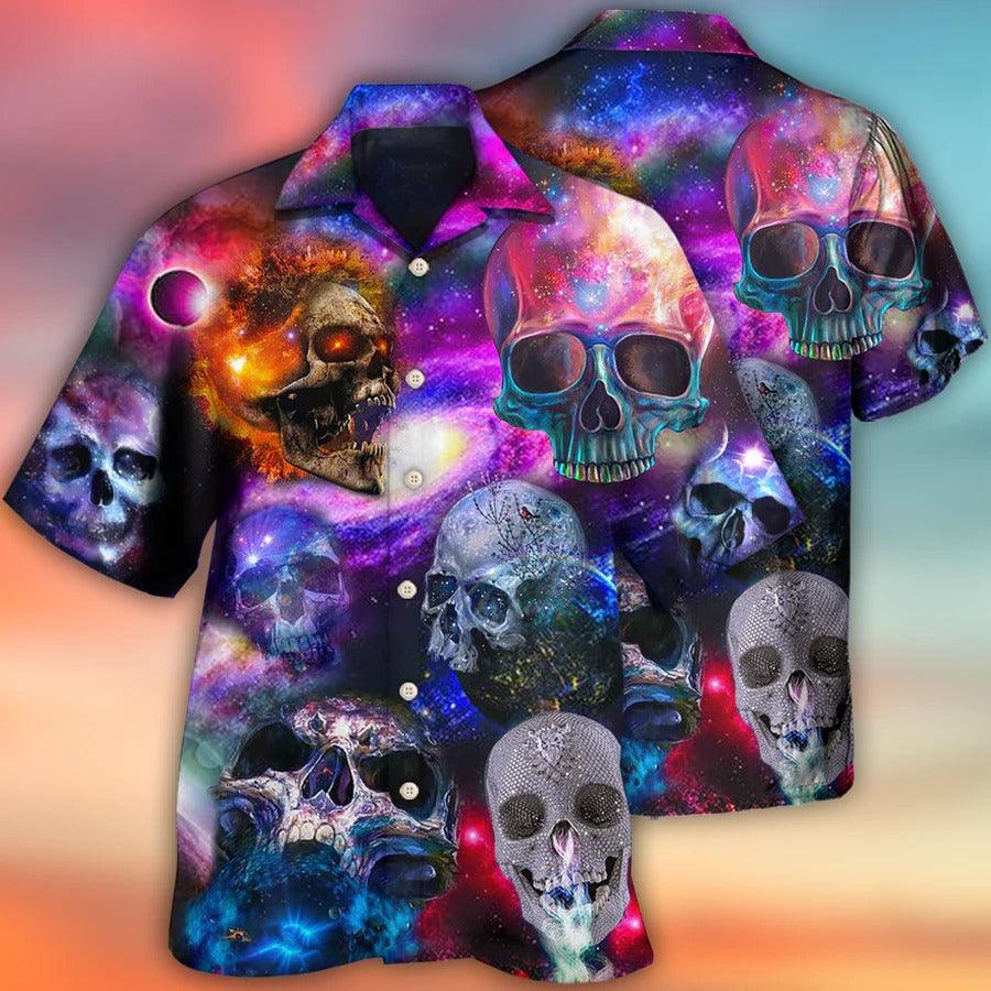 Skull Aloha Hawaiian Shirt For Summer - Skull So Amazing Galaxy Style Hawaiian Shirt - Perfect Gift For Men, Women, Skull Lover