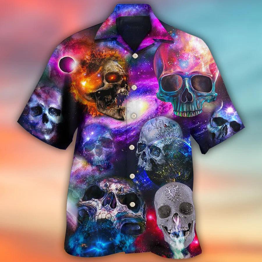 Skull Aloha Hawaiian Shirt For Summer - Skull So Amazing Galaxy Style Hawaiian Shirt - Perfect Gift For Men, Women, Skull Lover - Image 2