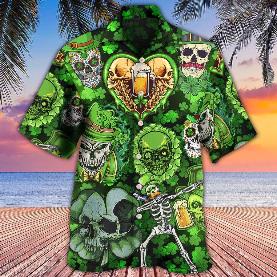 Skull Aloha Hawaiian Shirt For Summer - Skull St Patricks Day Art Hawaiian Shirt - Perfect Gift For Men, Women, Skull Lover - Image 2