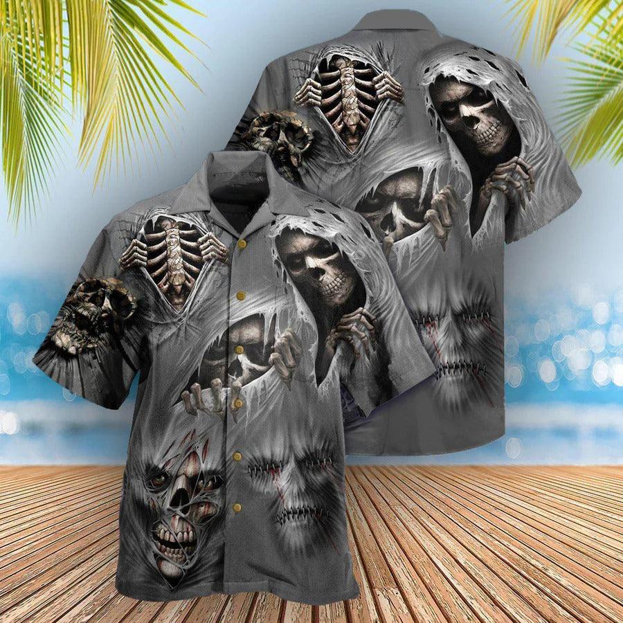 Skull Aloha Hawaiian Shirt For Summer - Skull What Scares You Excites Me Hawaiian Shirt - Marking Hawaiian Shirt - Perfect Gift For Men, Women, Skull Lover - Image 2