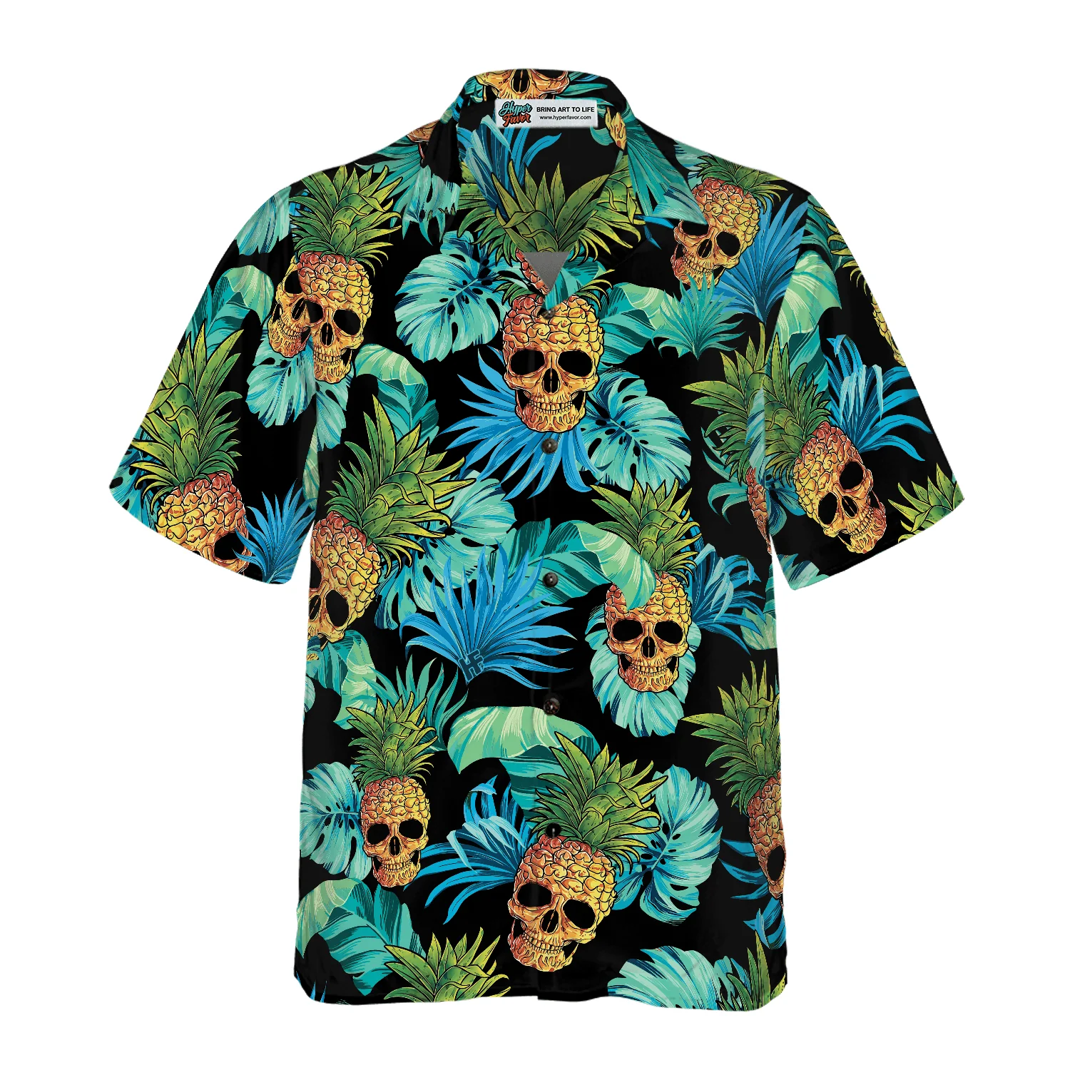 Skull Aloha Hawaiian Shirt, Pineapple Skull & The Tropical Leaves Hawaiian Shirt, Colorful Summer Aloha Shirt For Men Women, Gift For Friend, Family - Image 2
