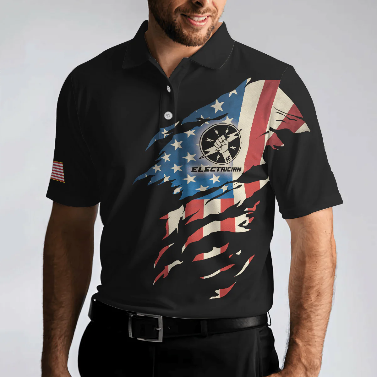 Skull American Flag Electrician Men Polo Shirt, Electrician My Craft Allows Me To Fix Anything Shirt For Men, Gift For Electrician - Image 5