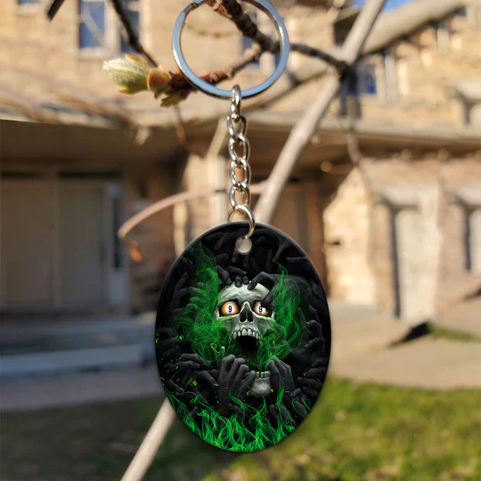 Skull Billiard 8-Ball Pool Player Old Men Acrylic Keychain - Christmas Gift For Billiard Lovers, Billiard Team Players - Image 3