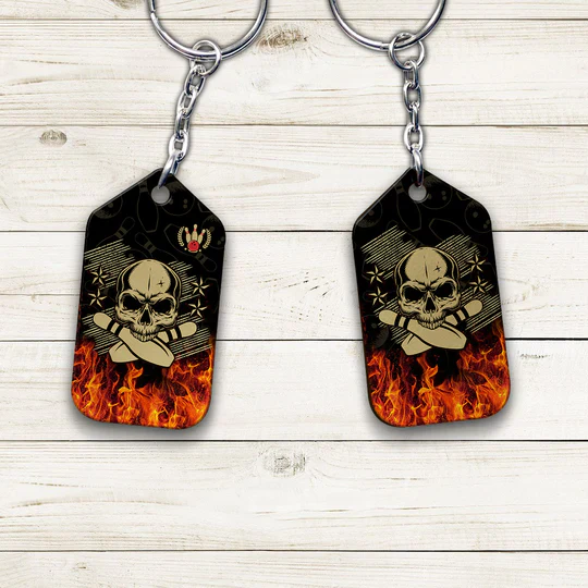 Skull Bowling In Fire Acrylic Keychain For Bowling Players - Christmas Gift For Bowling Lovers, Bowling Team, Family, Friends - Image 2