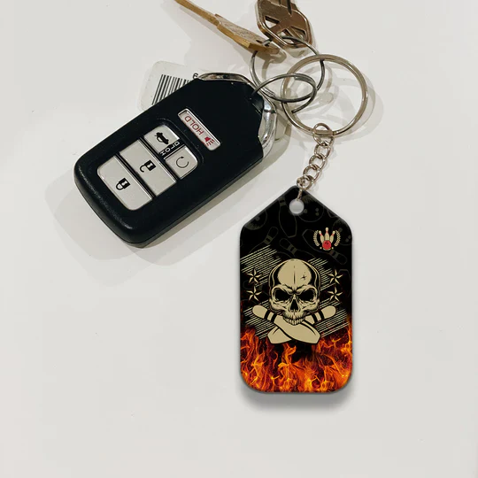 Skull Bowling In Fire Acrylic Keychain For Bowling Players - Christmas Gift For Bowling Lovers, Bowling Team, Family, Friends - Image 4