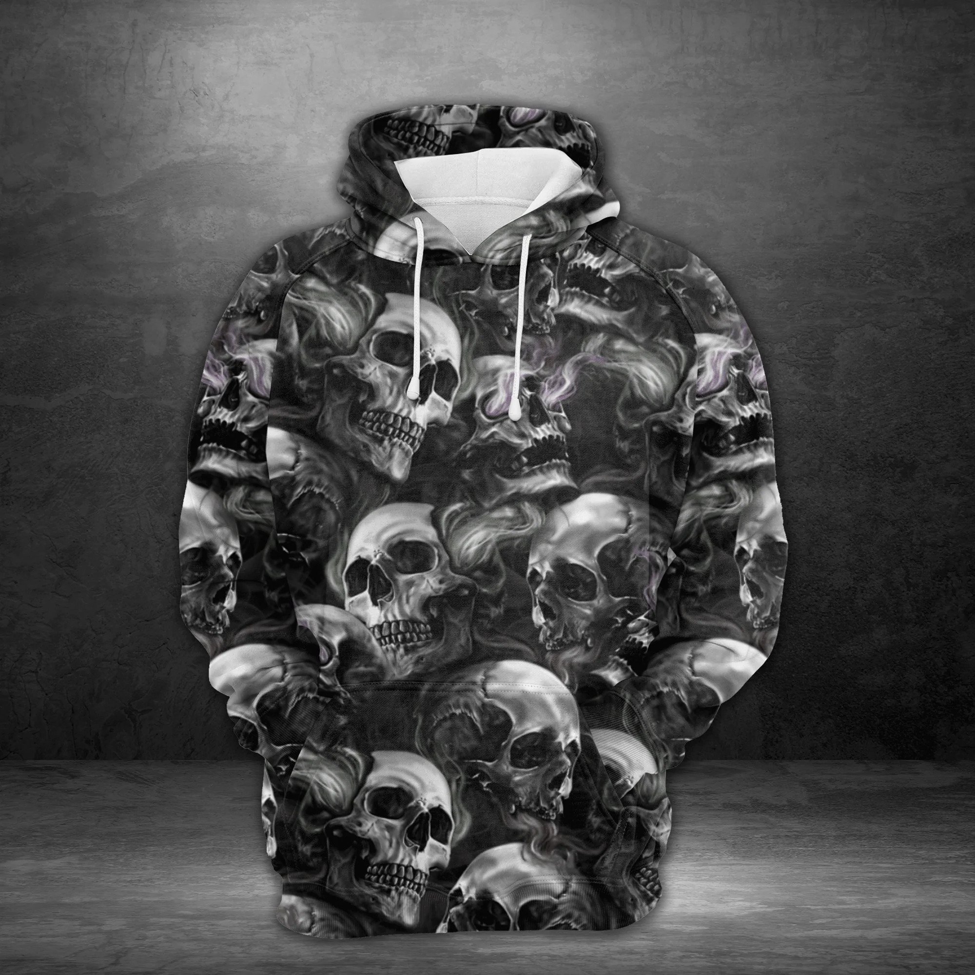 Skull Grey Smoke Pullover Premium Hoodie, Perfect Outfit For Men And Women On Christmas New Year Autumn Winter - Image 2