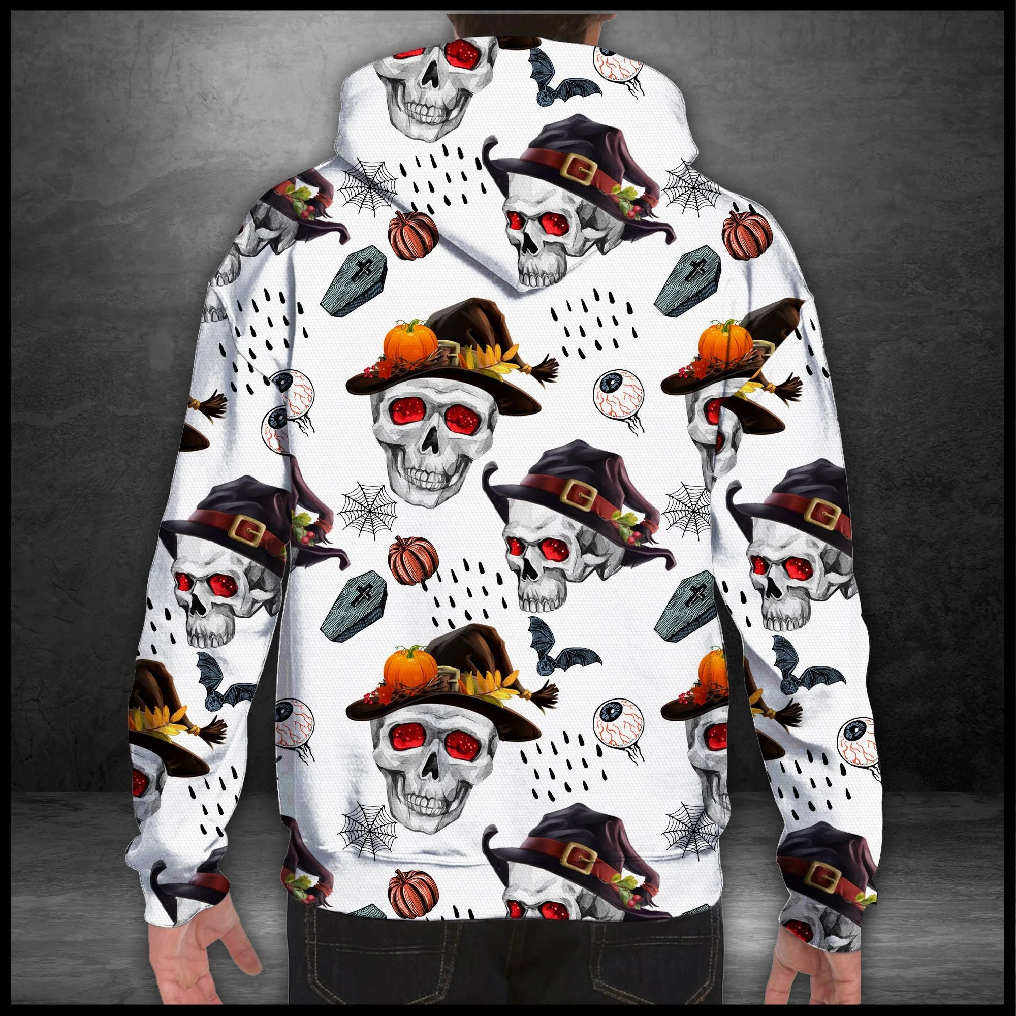 Skull Halloween Pattern Pullover Premium Hoodie, Perfect Outfit For Men And Women On Christmas New Year Autumn Winter - Image 2