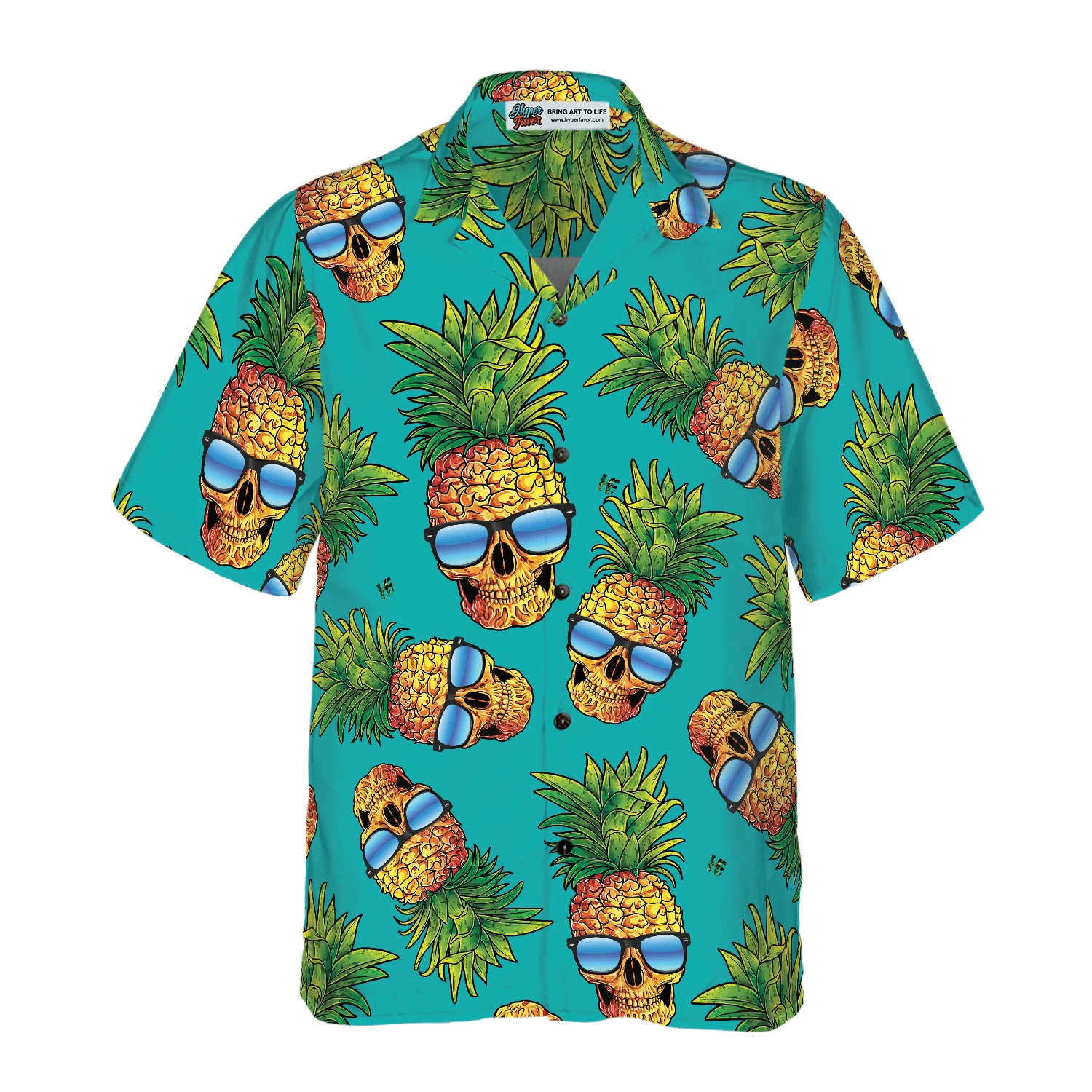 Skull Hawaiian Shirt, Pineapple Skull & The Tropical Leaves Hawaiian Shirt, Colorful Summer Aloha Shirt For Men Women, Gift For Friend, Family - Image 2