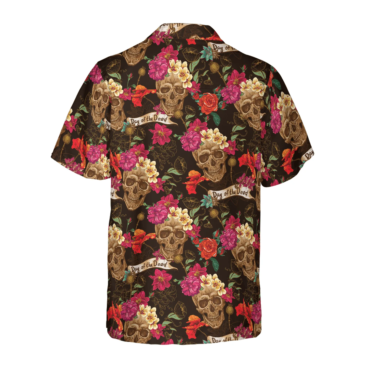 Skull Hawaiian Shirt, Skull And Flowers Day Of Dead Hawaiian Shirt, Colorful Summer Aloha Shirt For Men Women, Gift For Friend, Family, Husband, Wife - Image 2