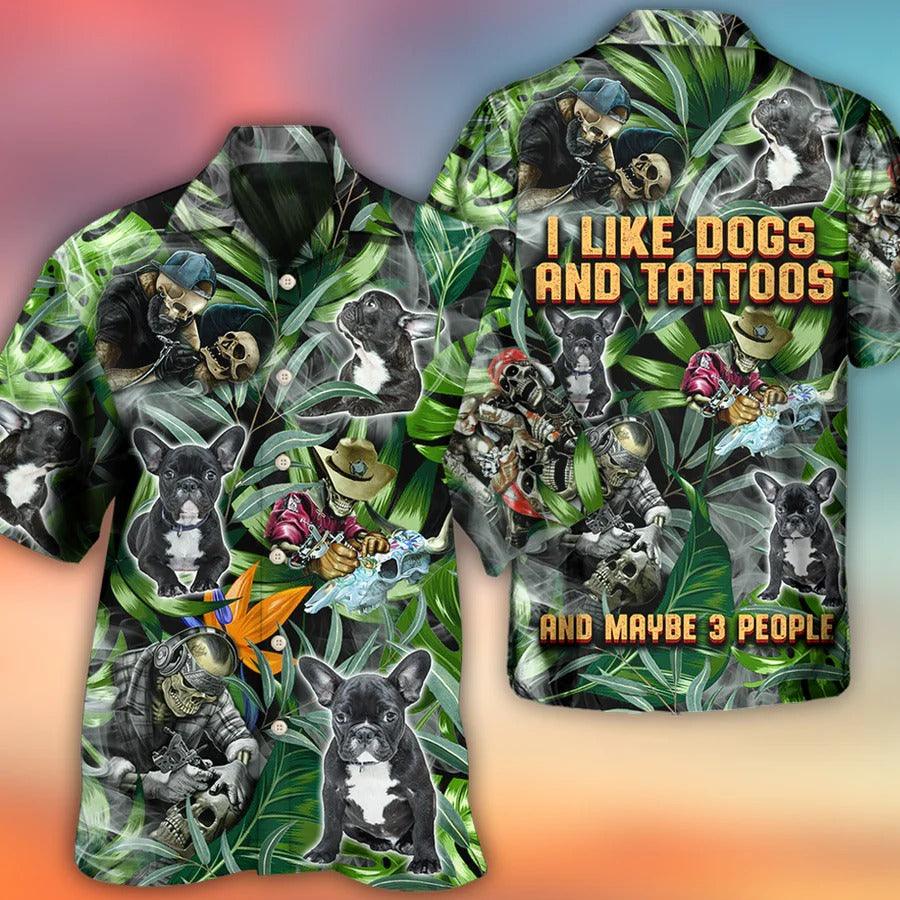 Skull Hawaiian Shirt - Skull And French Bulldog Tatoo Smoke Tropical Aloha For Summer - Perfect Gift For Men, Women, Skull Lover