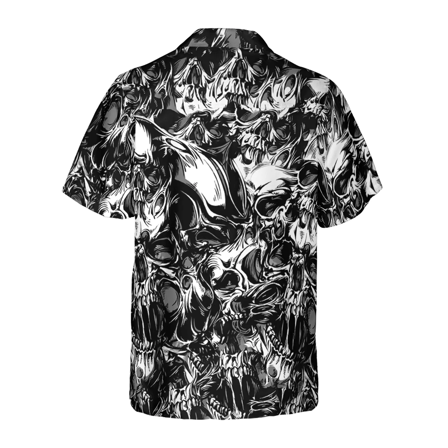 Skull Hawaiian Shirt, Skull Pattern Black White Hawaiian Shirt, Colorful Summer Aloha Shirt For Men Women, Perfect Gift For Friend, Team, Family - Image 2