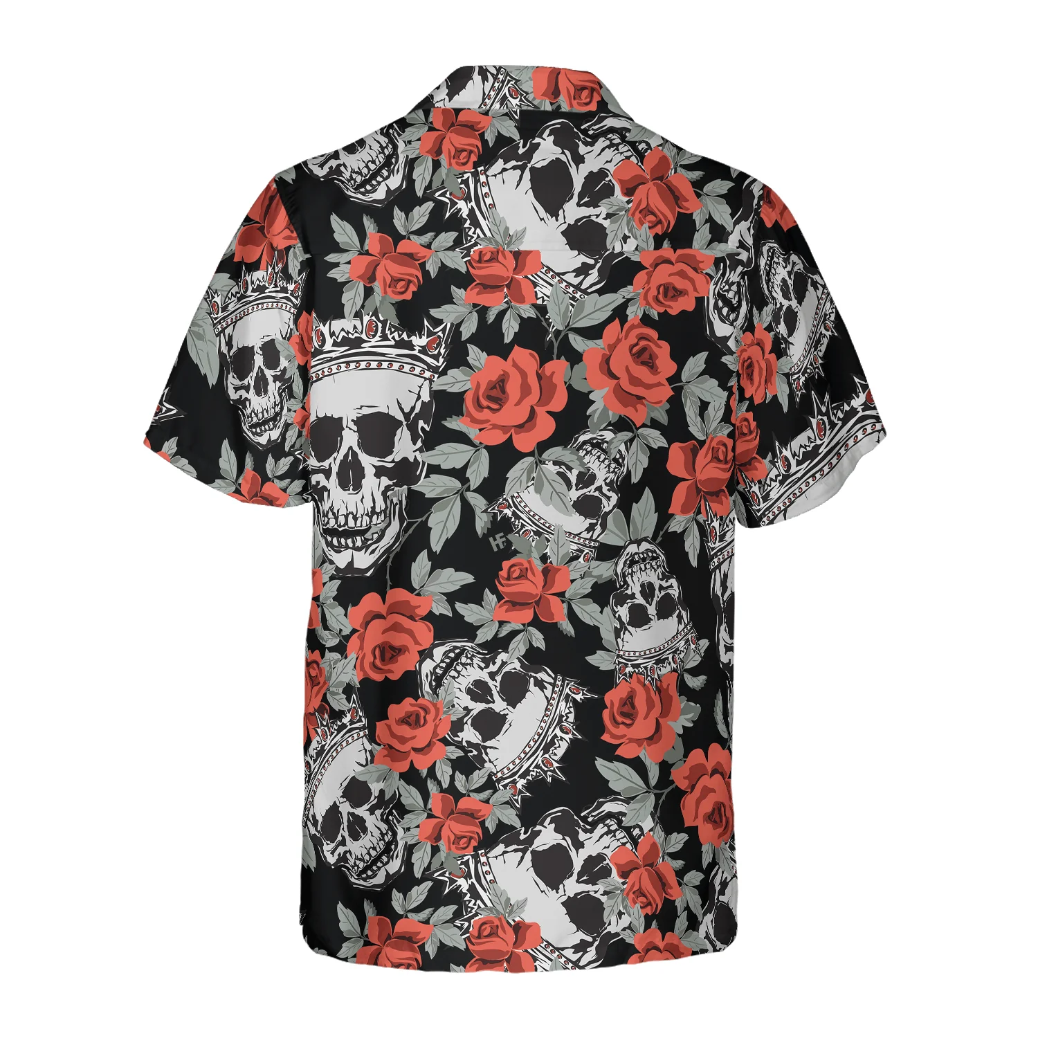 Skull Hawaiian Shirt, Skull With Crown And Red Rose Hawaiian Shirt, Colorful Summer Aloha Shirt For Men Women, Gift For Friend, Family, Husband, Wife - Image 2