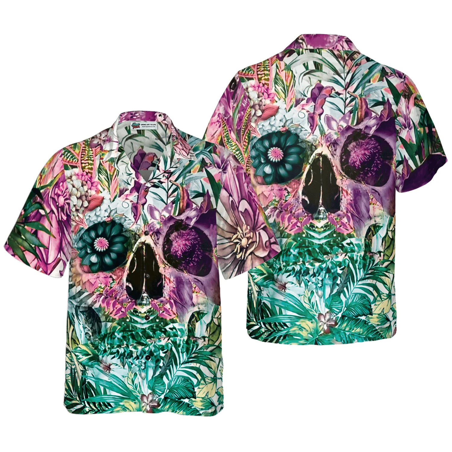 Skull Hawaiian Shirt, Summer Tropical Skull Pattern Hawaiian Shirt, Colorful Summer Aloha Shirt For Men Women, Gift For Friend, Family, Husband, Wife