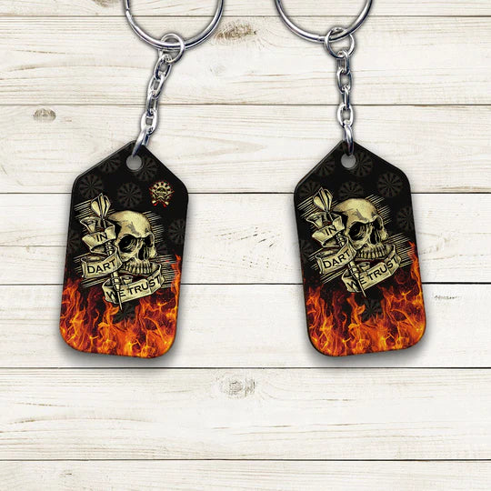 Skull In Fire In Dart We Trust Darts Acrylic Keychain For Darts Players - Christmas Gift For Darts Lovers, Darts Team, Family, Friends - Image 6