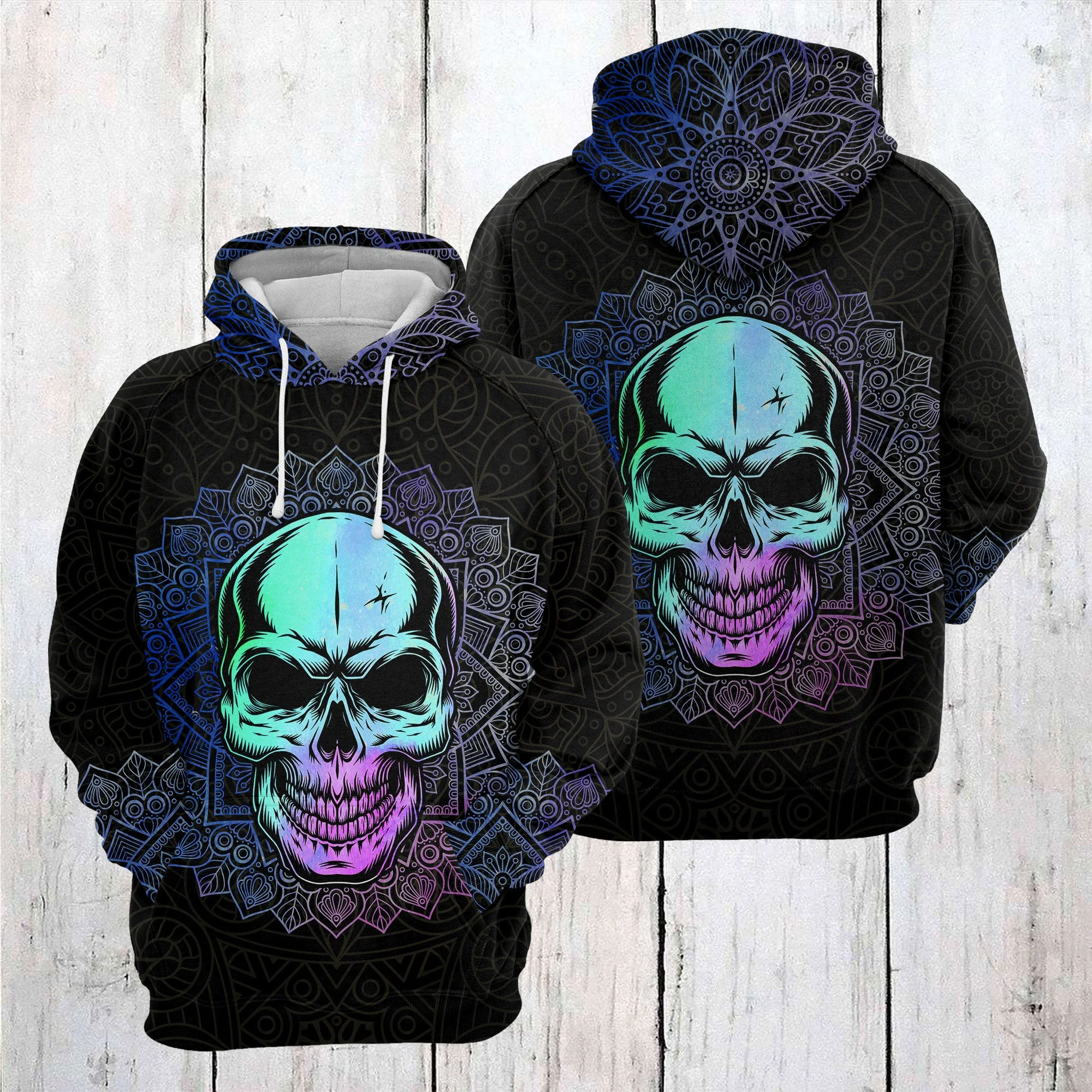 Skull Mandala Hologram Pullover Premium Hoodie, Perfect Outfit For Men And Women On Christmas New Year Autumn Winter