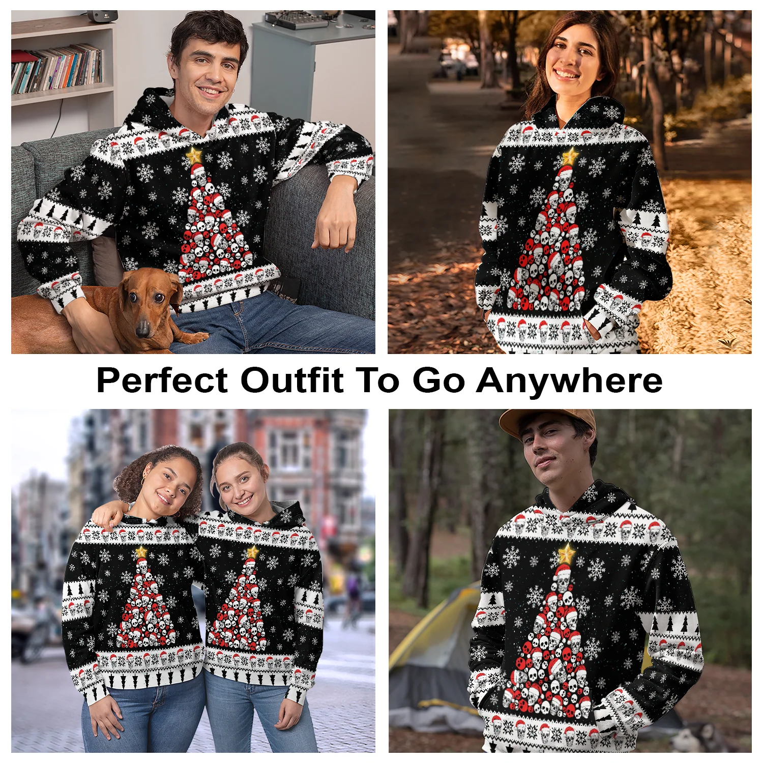 Skull Pine Tree Pullover Premium Hoodie, Perfect Outfit For Men And Women On Christmas New Year Autumn Winter - Image 3