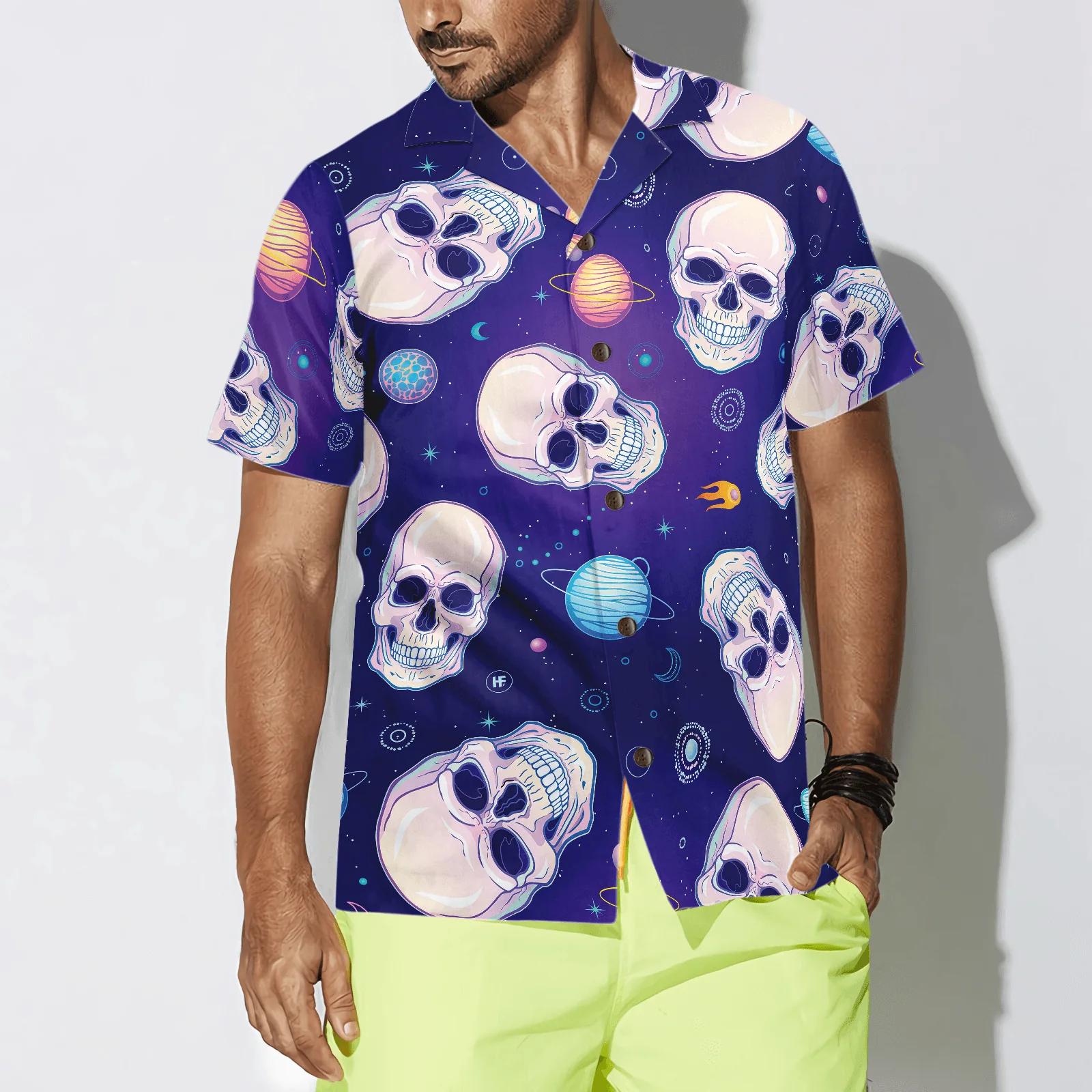 Skull Planets Outer Space Aloha Hawaiian Shirt For Summer, Colorful Shirt For Men Women, Perfect Gift For Friend, Team, Family - Image 3