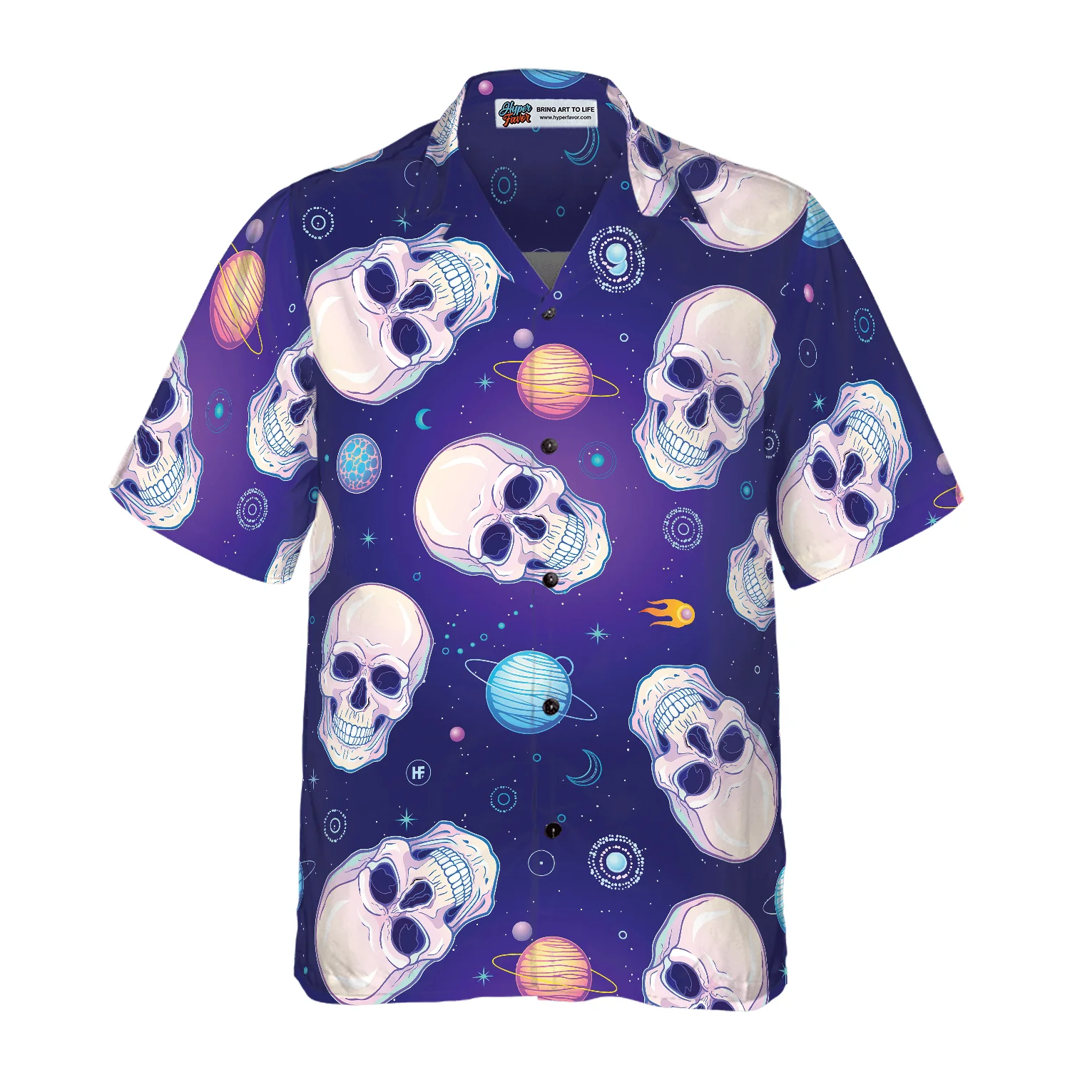 Skull Planets Outer Space Aloha Hawaiian Shirt For Summer, Colorful Shirt For Men Women, Perfect Gift For Friend, Team, Family - Image 4