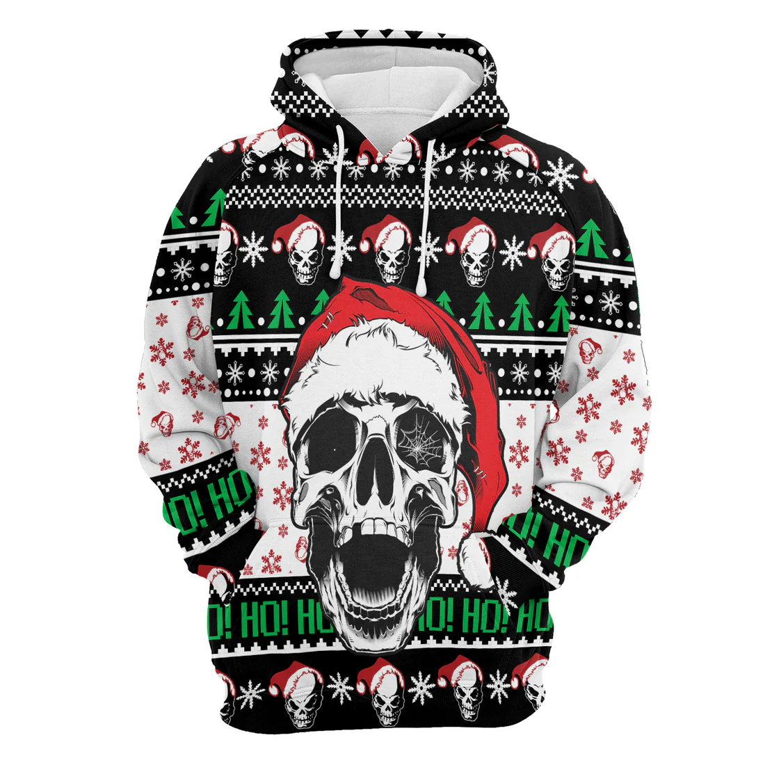 Skull Premium Christmas Hoodie, Skull Xmas Ho Ho Ho Unisex Hoodie For Men & Women - Perfect Gift For Christmas, Skull Lover - Image 4