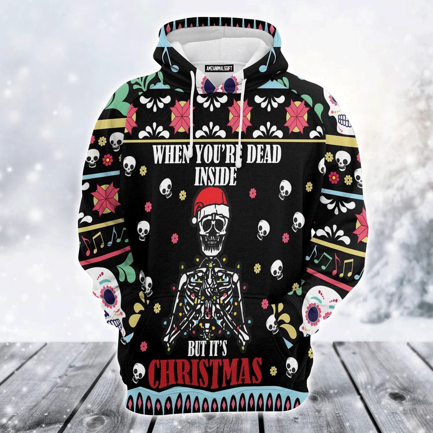 Skull Premium Christmas Hoodie, When You're Dead Inside But It's Christmas Unisex Hoodie For Men & Women - Perfect Gift For Christmas, Family