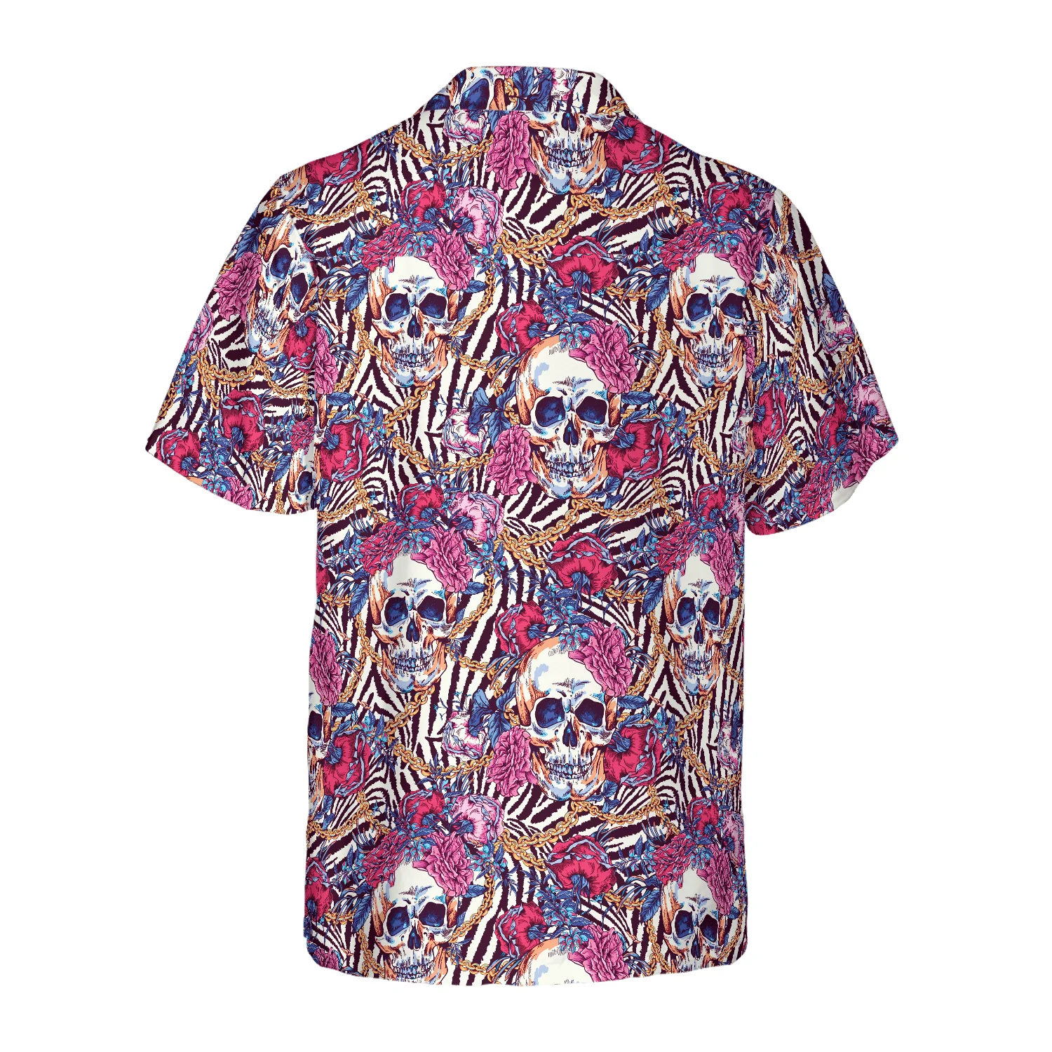 Skull With Roses On Zebra Background Aloha Hawaiian Shirt For Summer, Colorful Shirt For Men Women, Perfect Gift For Friend, Team, Family - Image 2