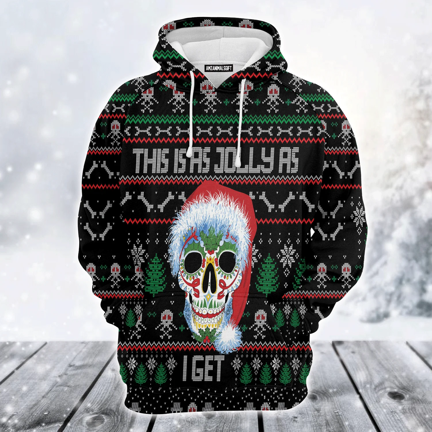 Skull Xmas Premium Christmas Hoodie, This Is As Jolly As I Get Unisex Hoodie For Men & Women - Perfect Gift For Christmas, Family - Image 2
