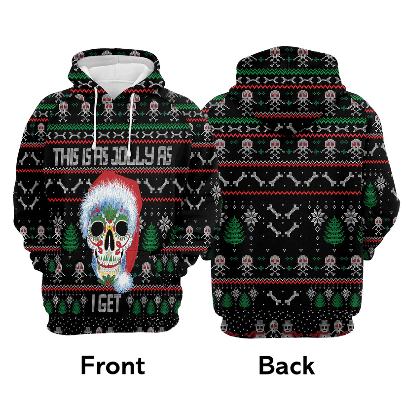 Skull Xmas Premium Christmas Hoodie, This Is As Jolly As I Get Unisex Hoodie For Men & Women - Perfect Gift For Christmas, Family - Image 3