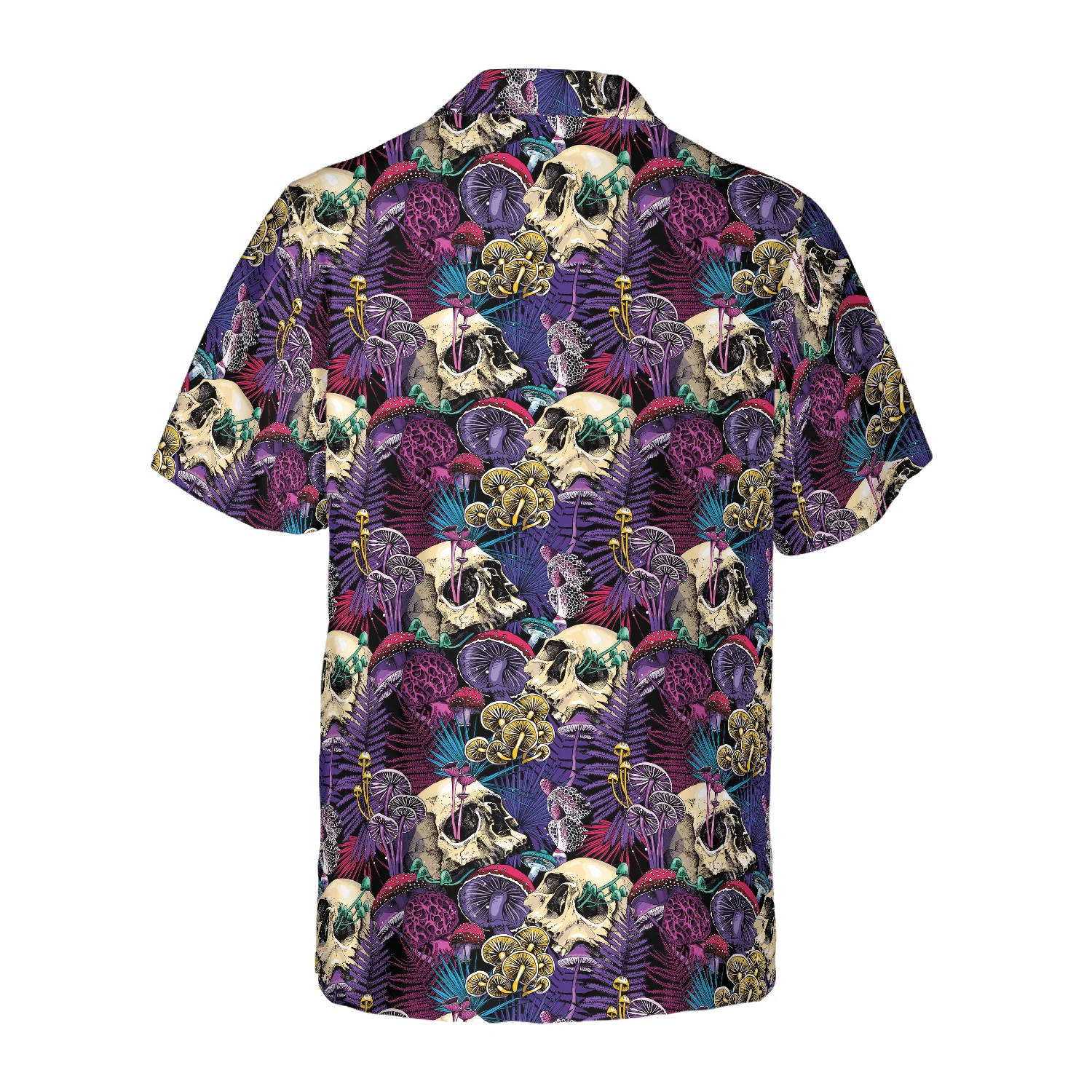 Skulls Hawaiian Shirt, Bright Magic Psychedelic Mushrooms And Skulls Hawaiian Shirt, Colorful Summer Aloha Shirt For Men Women, Gift For Friend, Family - Image 2