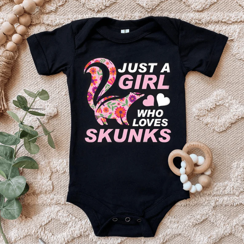 Skunks Baby Onesies, Just A Girl Who Loves Skunks Wildlife Safari Animals Lovers Cute Newborn Onesies - Perfect Gift For Baby, Baby Gift Onesie