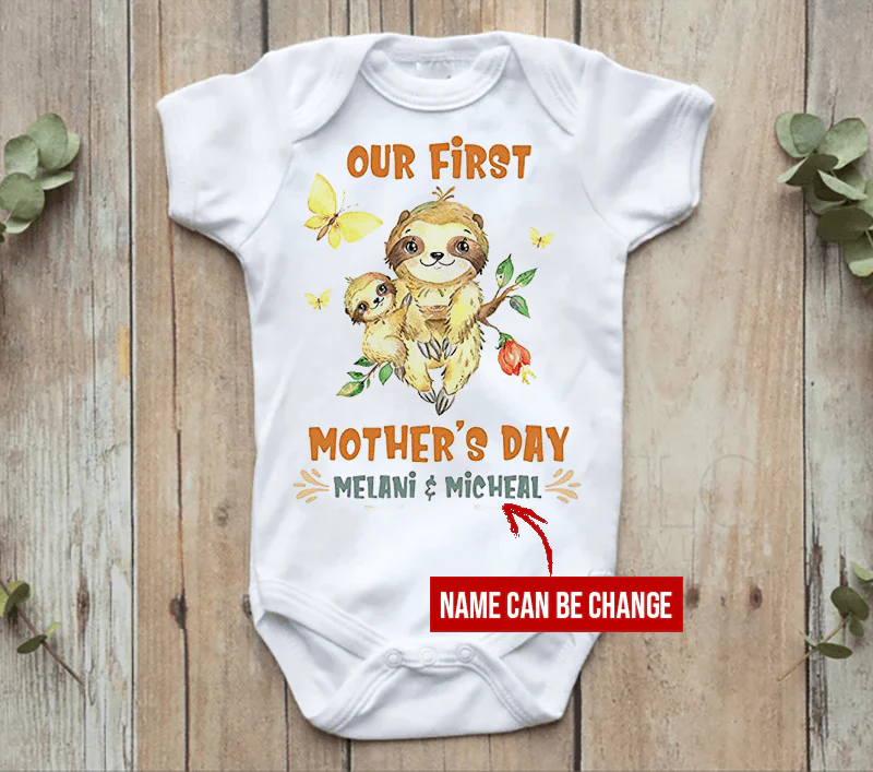 Sloth Baby Onesies, Personalized Mother's Day Matching Tee Gift for Mom and Baby Newborn Onesies - Perfect Gift For Baby, Baby Gift Onesie