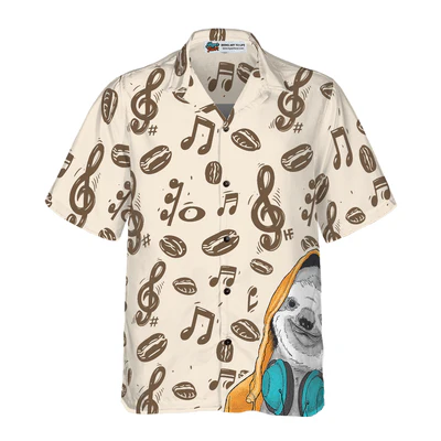 Sloth Hawaiian Shirt, Music Note And Sloth Aloha Shirt For Men - Perfect Gift For Husband, Boyfriend, Friend, Family - Image 2