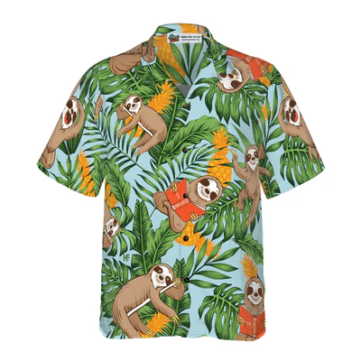 Sloth Hawaiian Shirt, Tropical Fruit Aloha Shirt For Men - Perfect Gift For Husband, Boyfriend, Friend, Family - Image 2