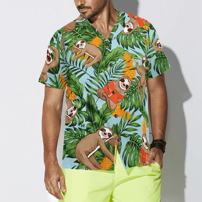 Sloth Hawaiian Shirt, Tropical Fruit Aloha Shirt For Men - Perfect Gift For Husband, Boyfriend, Friend, Family - Image 4