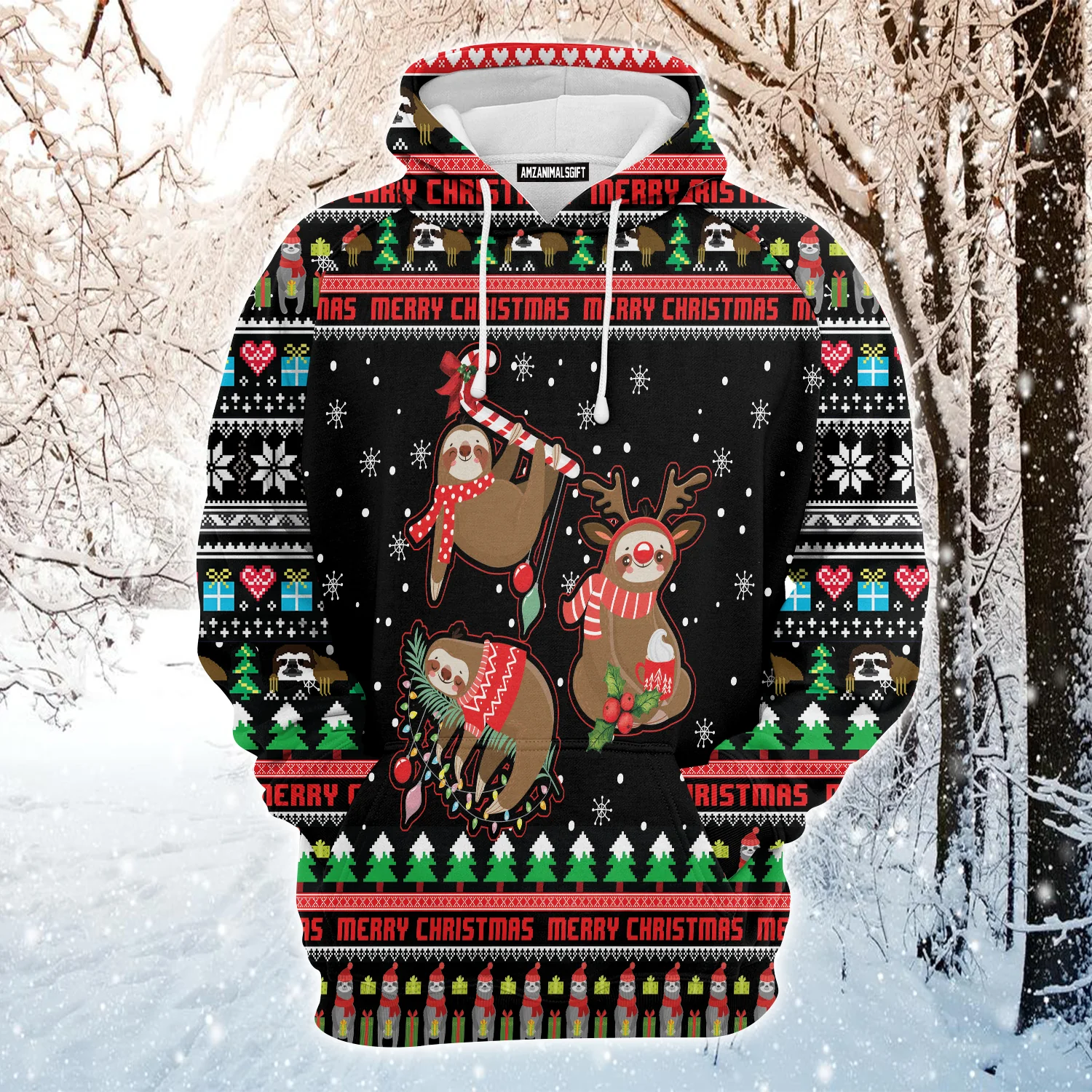 Sloth Xmas Premium Christmas Hoodie, Cool Sloth Merry Christmas Unisex Hoodie For Men & Women - Perfect Gift For Christmas, Friends, Family - Image 2