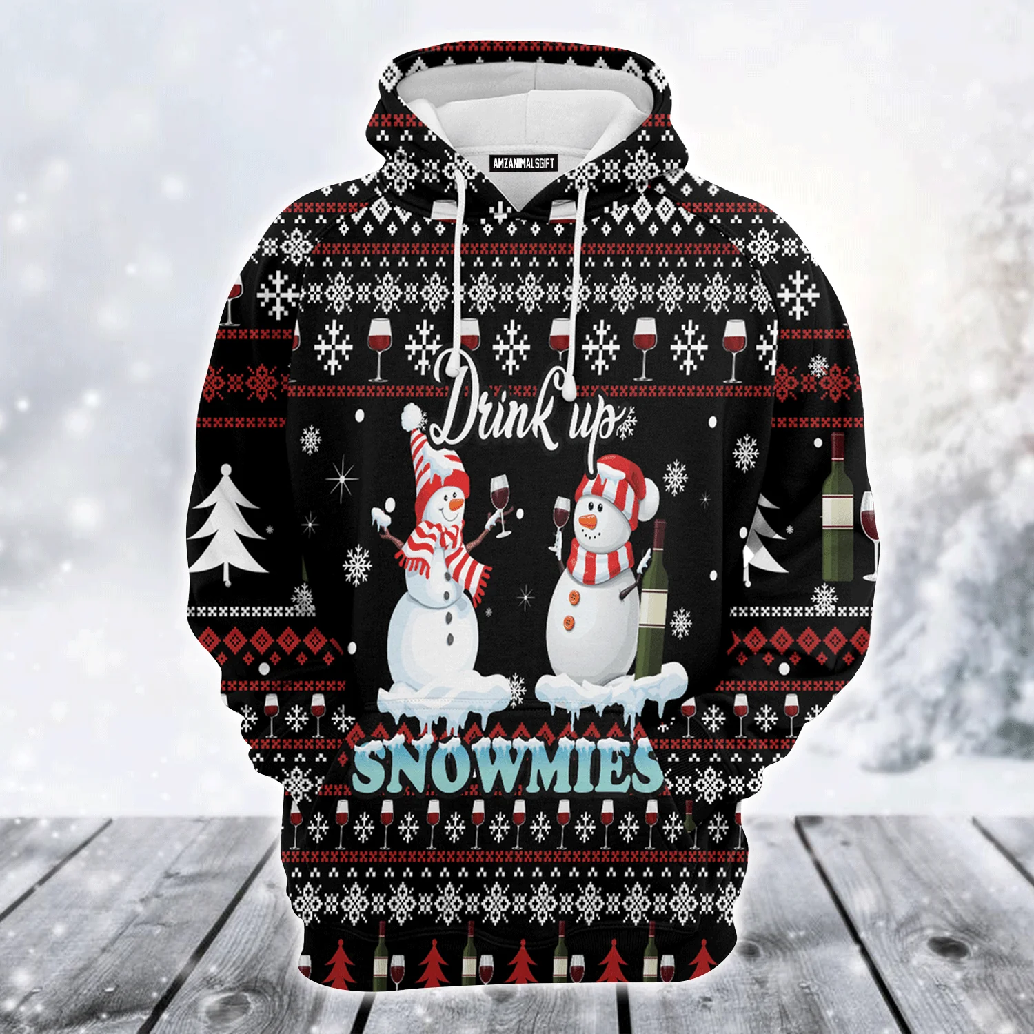 Snowman Premium Christmas Hoodie, Drink Up Snowmies Merry Christmas Unisex Hoodie For Men & Women - Perfect Gift For Christmas, Snowman Lovers - Image 2