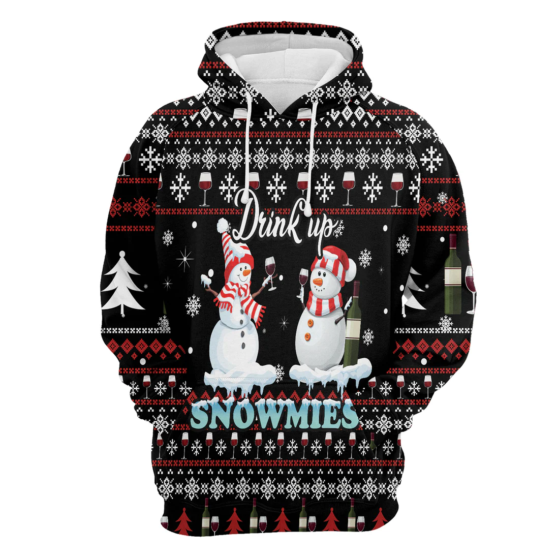 Snowman Premium Christmas Hoodie, Drink Up Snowmies Merry Christmas Unisex Hoodie For Men & Women - Perfect Gift For Christmas, Snowman Lovers - Image 3