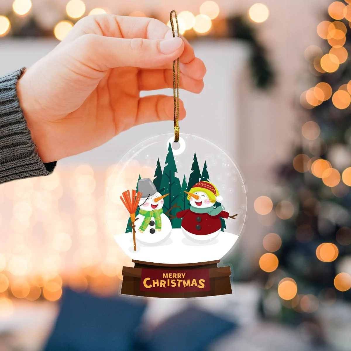 Snowmans merry christmas mica ornament